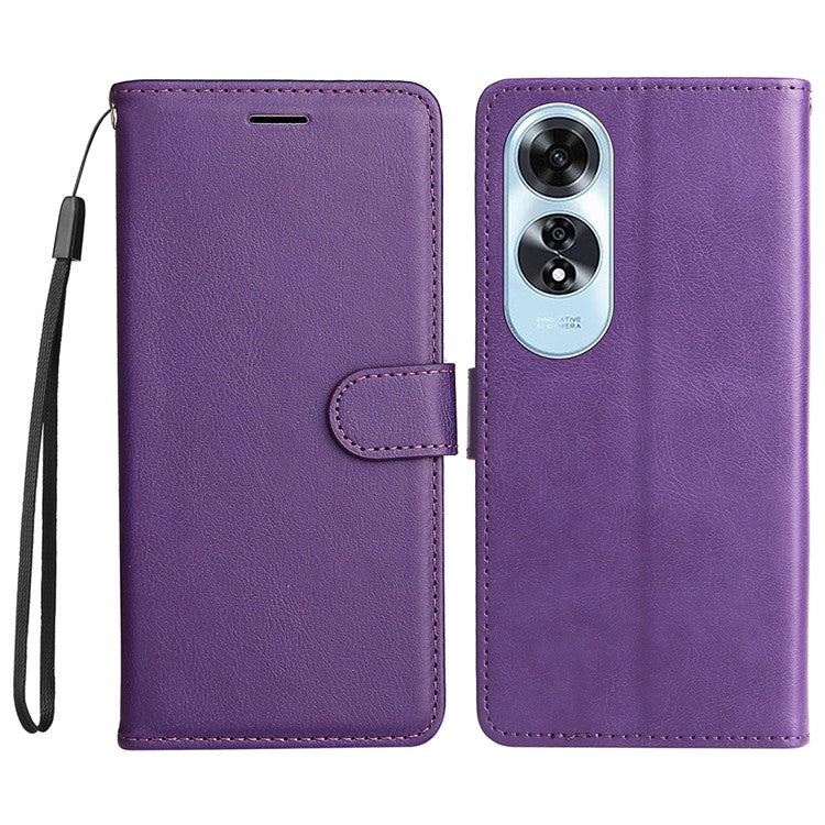 KT Leather Series-2 for Oppo A60 4G Leather Case Solid Color Shockproof Phone Cover - Purple