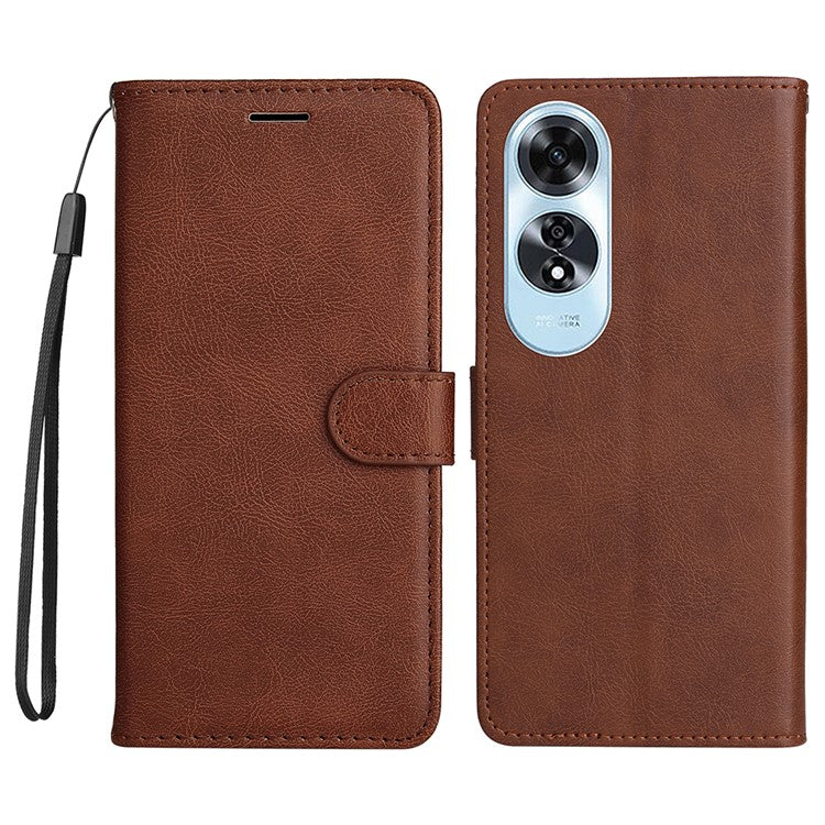 KT Leather Series-2 for Oppo A60 4G Leather Case Solid Color Shockproof Phone Cover - Brown