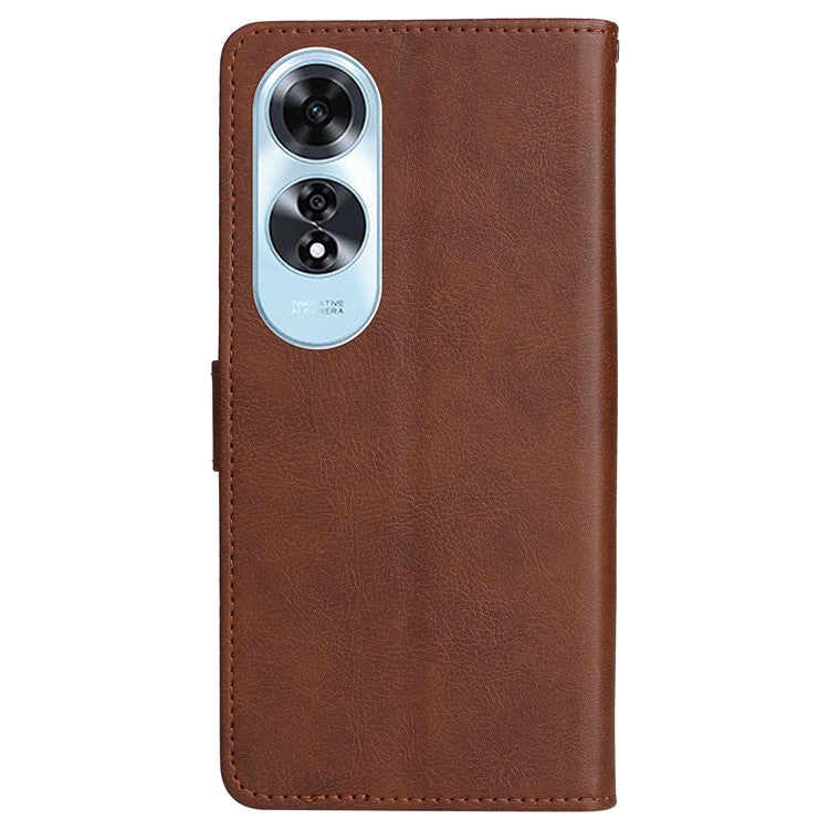 KT Leather Series-2 for Oppo A60 4G Leather Case Solid Color Shockproof Phone Cover - Brown