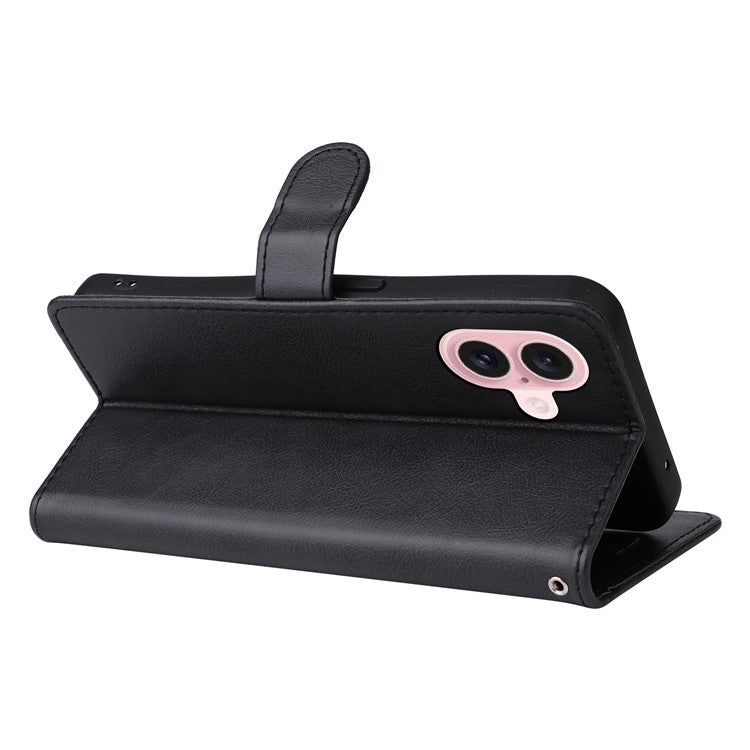 KT Leather Series-2 for iPhone 16 Case Card Slots Wallet Phone Leather Cover - Black
