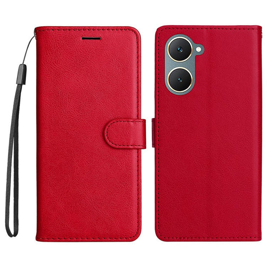 KT Leather Series-2 for vivo Y03 Case Solid Color PU Leather Flip Wallet Phone Cover - Red
