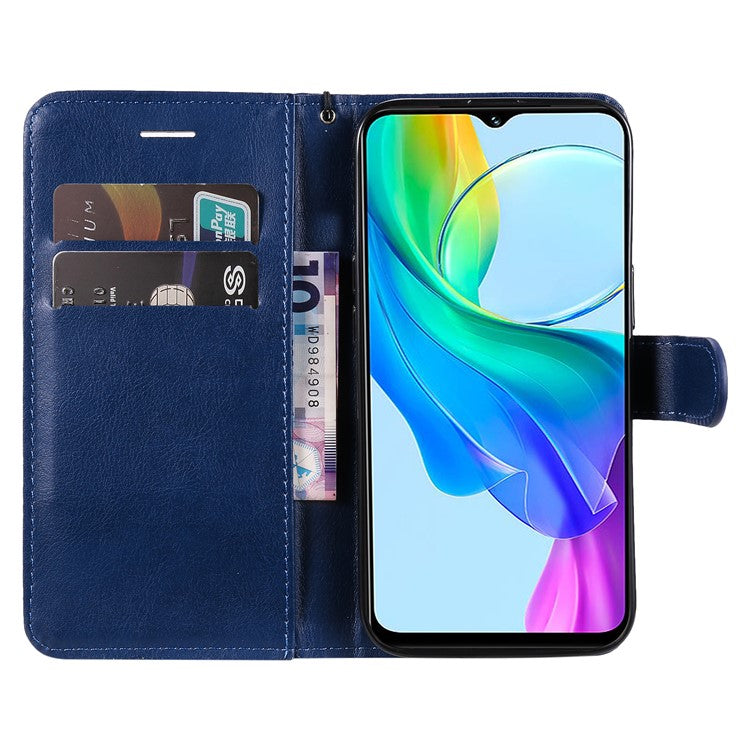 KT Leather Series-2 for vivo Y03 Case Solid Color PU Leather Flip Wallet Phone Cover - Blue