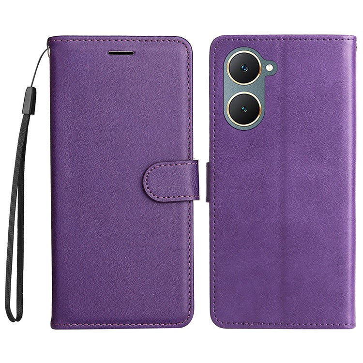 KT Leather Series-2 for vivo Y03 Case Solid Color PU Leather Flip Wallet Phone Cover - Purple