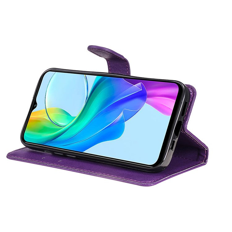 KT Leather Series-2 for vivo Y03 Case Solid Color PU Leather Flip Wallet Phone Cover - Purple