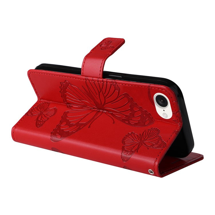 For iPhone 16e Case Pattern Imprint Leather Phone Cover - Red