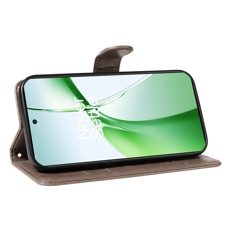 For OnePlus Nord CE4 5G Case Butterfly Flower Pattern PU Leather Phone Cover - Grey