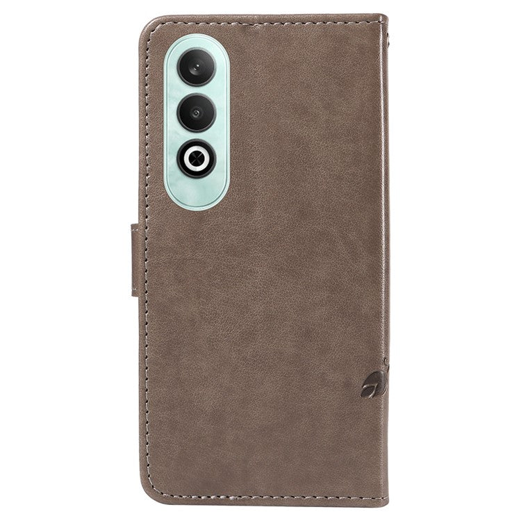 For OnePlus Nord CE4 5G Case Butterfly Flower Pattern PU Leather Phone Cover - Grey