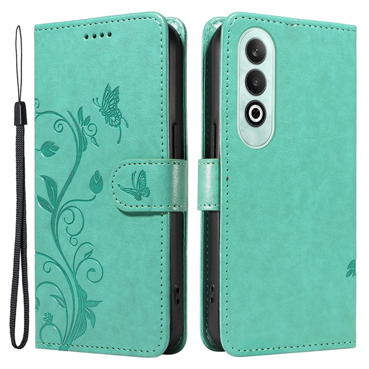 For OnePlus Nord CE4 5G Case Butterfly Flower Pattern PU Leather Phone Cover - Green