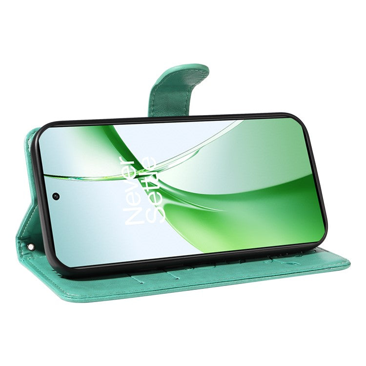 For OnePlus Nord CE4 5G Case Butterfly Flower Pattern PU Leather Phone Cover - Green