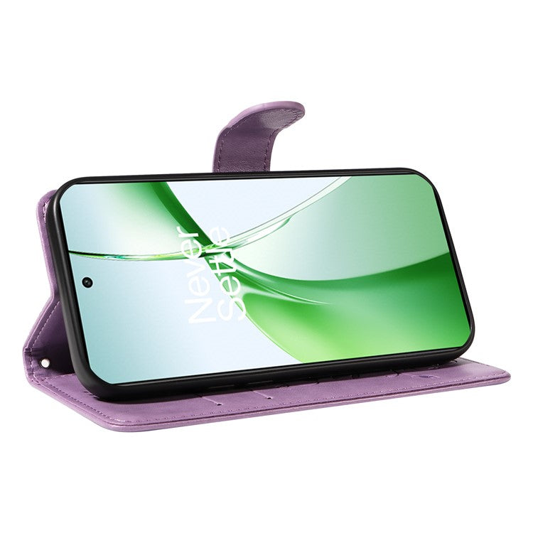 For OnePlus Nord CE4 5G Case Butterfly Flower Pattern PU Leather Phone Cover - Light Purple