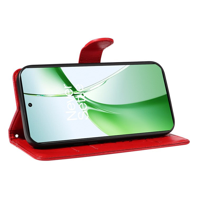 For OnePlus Nord CE4 5G Case Butterfly Flower Pattern PU Leather Phone Cover - Red