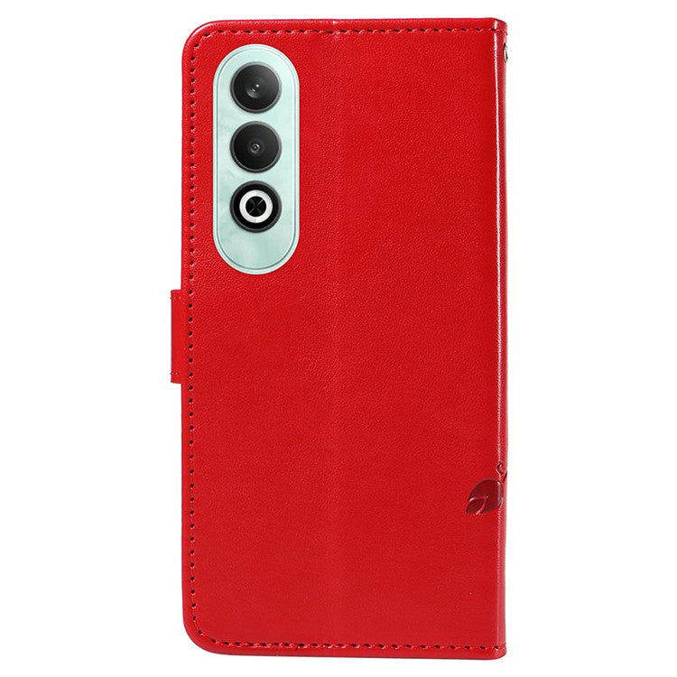 For OnePlus Nord CE4 5G Case Butterfly Flower Pattern PU Leather Phone Cover - Red
