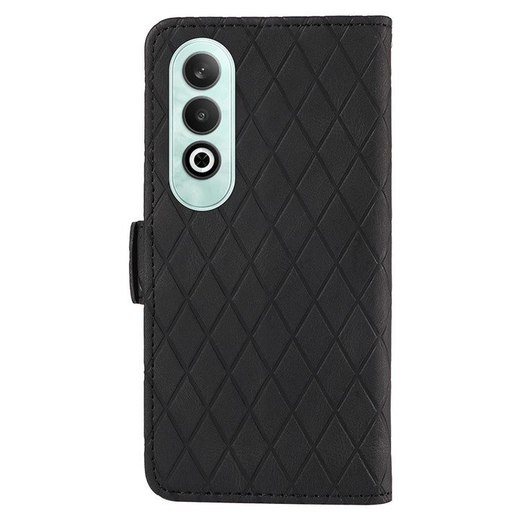 For OnePlus Nord CE4 5G Case Rhombus Grid Leather Wallet Phone Cover - Black