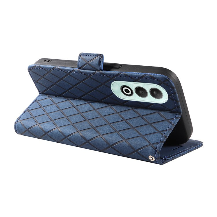 For OnePlus Nord CE4 5G Case Rhombus Grid Leather Wallet Phone Cover - Blue