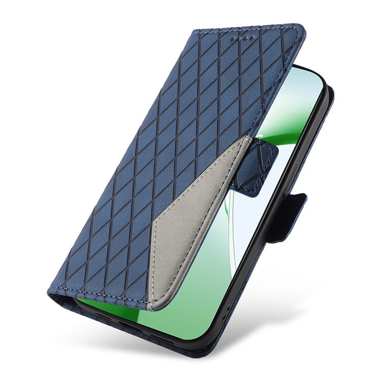 For OnePlus Nord CE4 5G Case Rhombus Grid Leather Wallet Phone Cover - Blue
