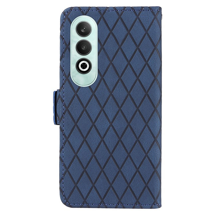 For OnePlus Nord CE4 5G Case Rhombus Grid Leather Wallet Phone Cover - Blue