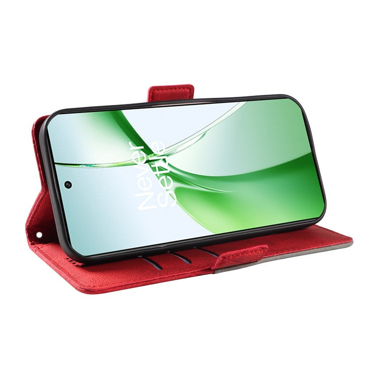 For OnePlus Nord CE4 5G Case Rhombus Grid Leather Wallet Phone Cover - Red