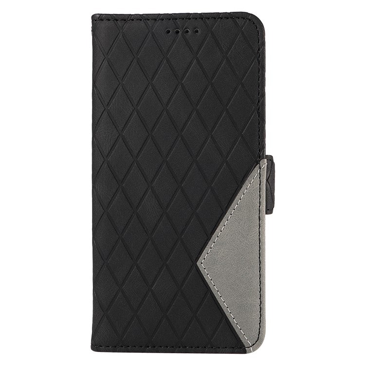 For iPhone 16e Wallet Case Rhombus Grid Leather Shockproof Phone Cover - Black