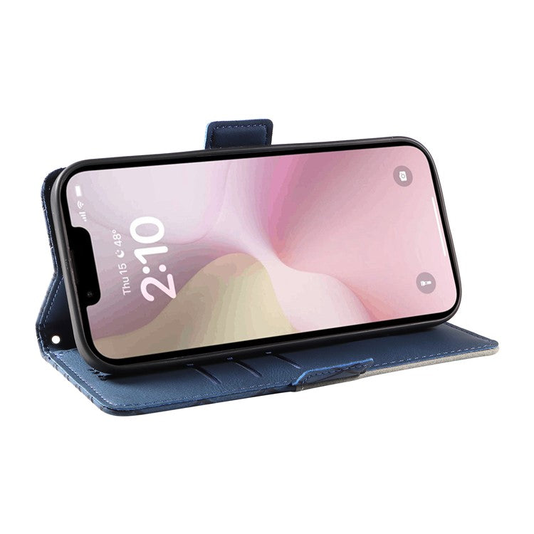 For iPhone 16e Wallet Case Rhombus Grid Leather Shockproof Phone Cover - Blue