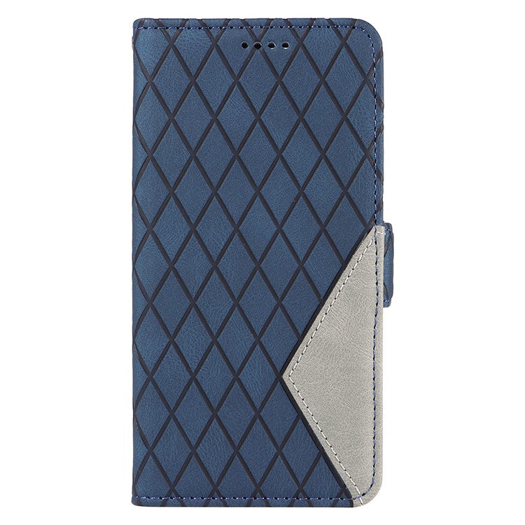 For iPhone 16e Wallet Case Rhombus Grid Leather Shockproof Phone Cover - Blue