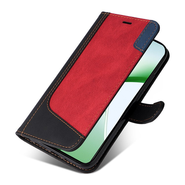 For OnePlus Nord CE4 5G Phone Case Three-Color Splicing Card Holder Stand Phone Cover - Black