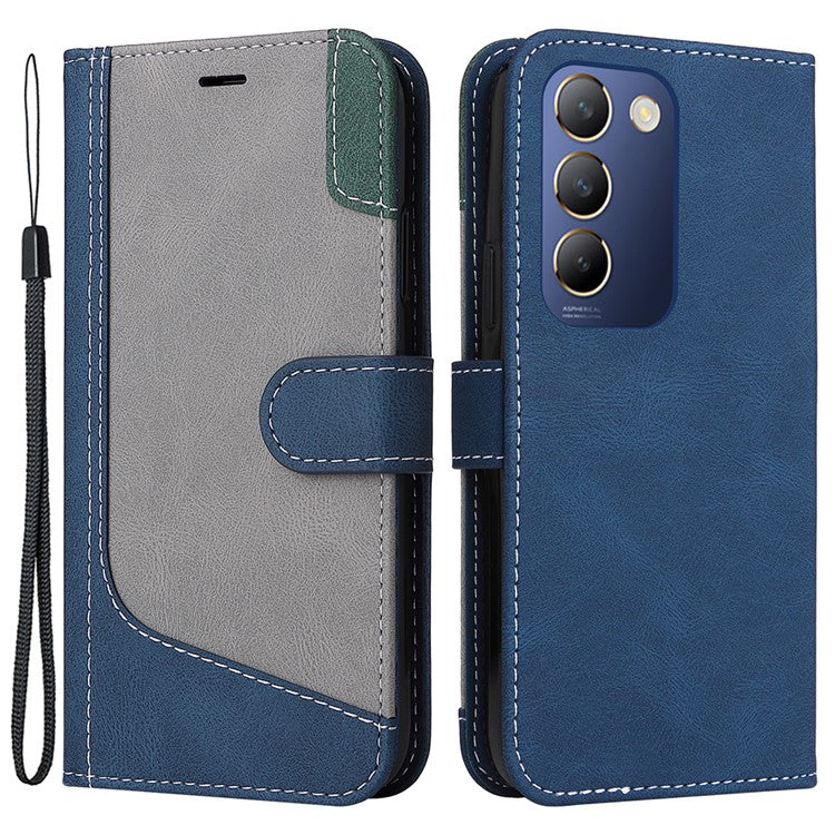 For vivo V40 SE 5G / Y100 5G (Indonesia) / Y200e 5G / V30 Lite 5G (India) Case Three-Color Splicing Phone Cover - Blue