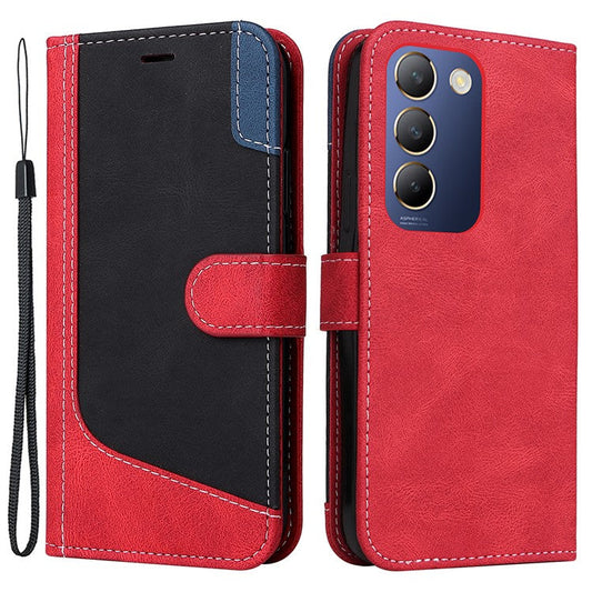 For vivo V40 SE 5G / Y100 5G (Indonesia) / Y200e 5G / V30 Lite 5G (India) Case Three-Color Splicing Phone Cover - Red