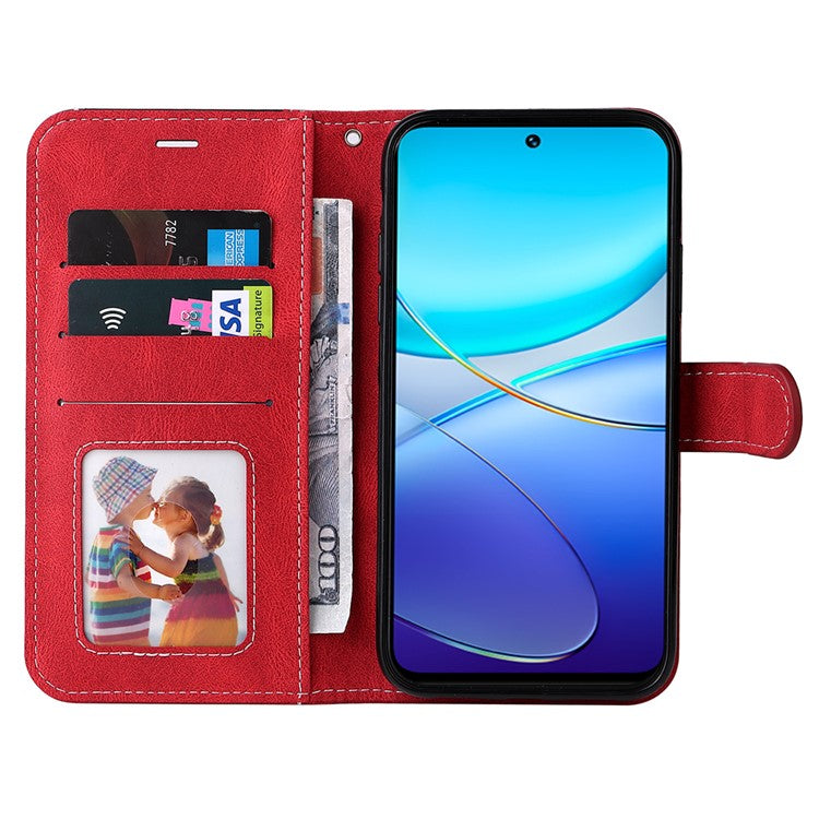 For vivo V40 SE 5G / Y100 5G (Indonesia) / Y200e 5G / V30 Lite 5G (India) Case Three-Color Splicing Phone Cover - Red