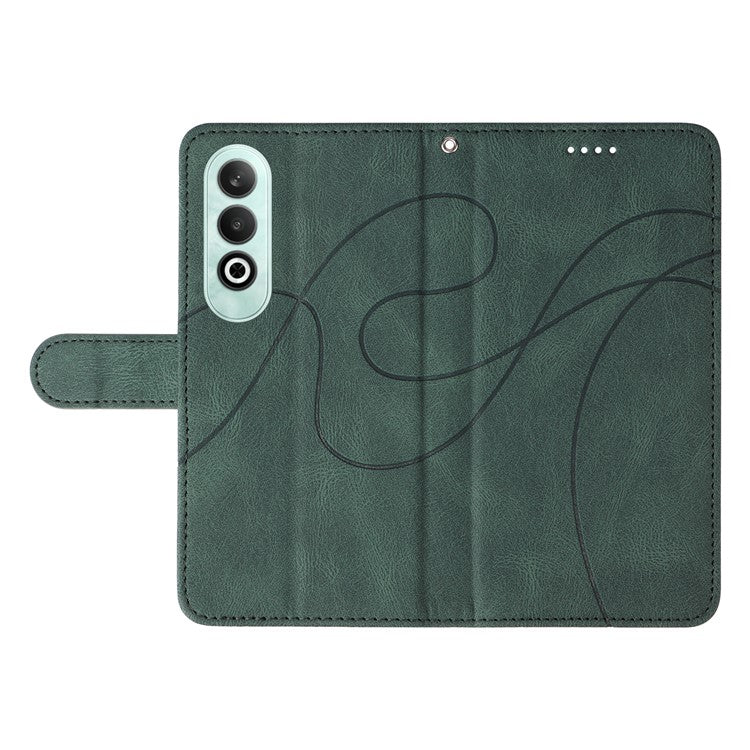 For OnePlus Nord CE4 5G Case Wallet Stand PU Leather Curved Line Phone Cover - Green