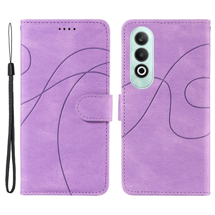 For OnePlus Nord CE4 5G Case Wallet Stand PU Leather Curved Line Phone Cover - Light Purple