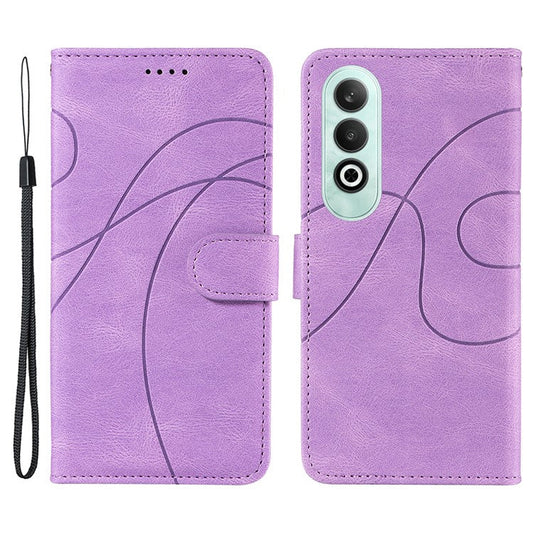 For OnePlus Nord CE4 5G Case Wallet Stand PU Leather Curved Line Phone Cover - Light Purple