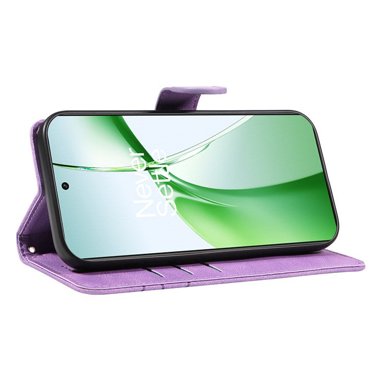 For OnePlus Nord CE4 5G Case Wallet Stand PU Leather Curved Line Phone Cover - Light Purple