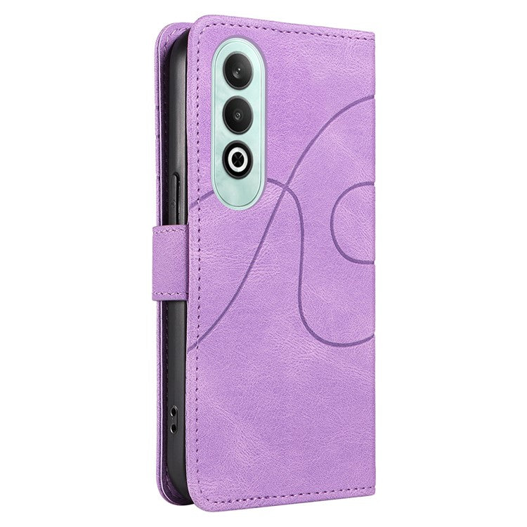 For OnePlus Nord CE4 5G Case Wallet Stand PU Leather Curved Line Phone Cover - Light Purple