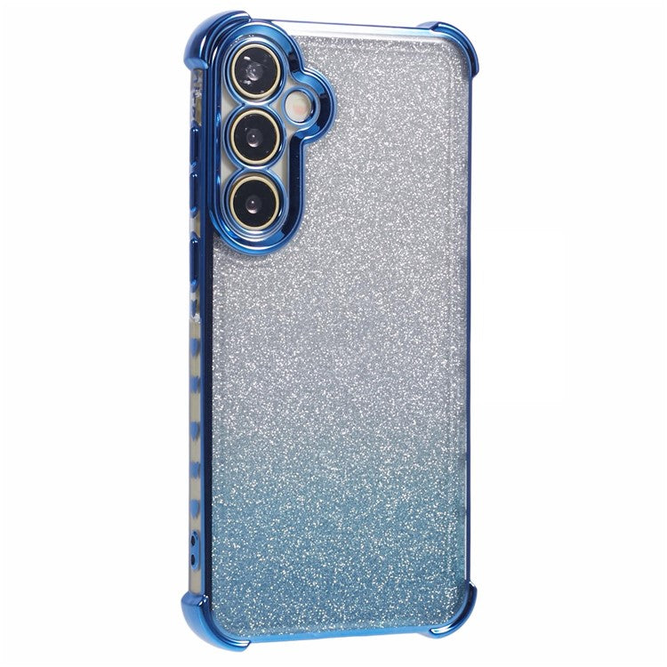 For Samsung Galaxy S24+ Case Love Heart Pattern Glitter Gradient TPU Phone Cover - Blue