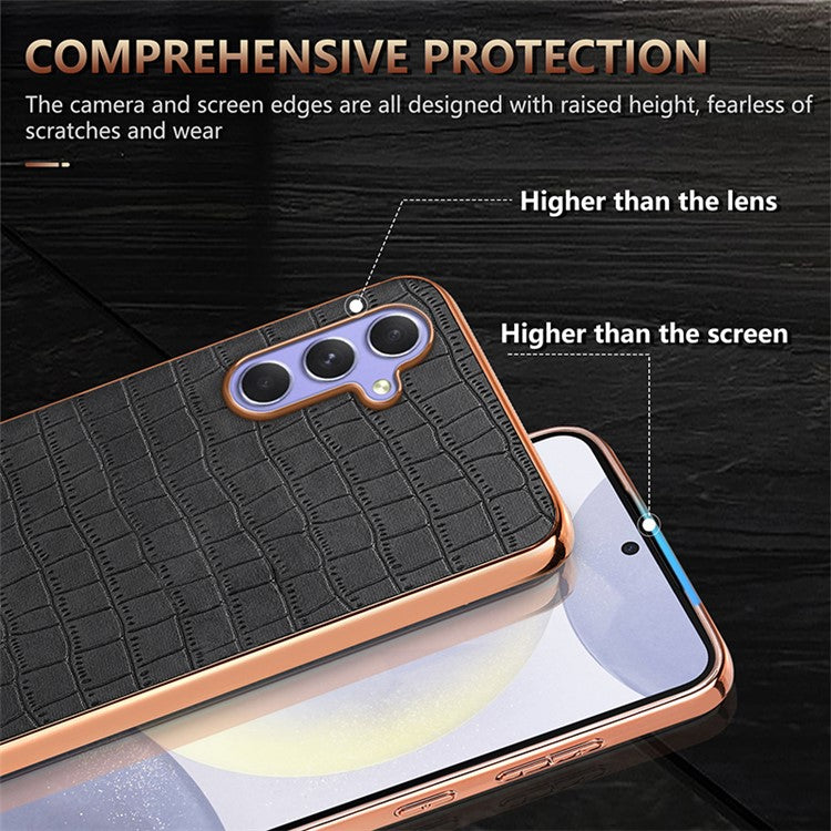 AZNS For Samsung Galaxy A54 5G Slim Case Electroplating Crocodile Texture PU+TPU Phone Shell - Green