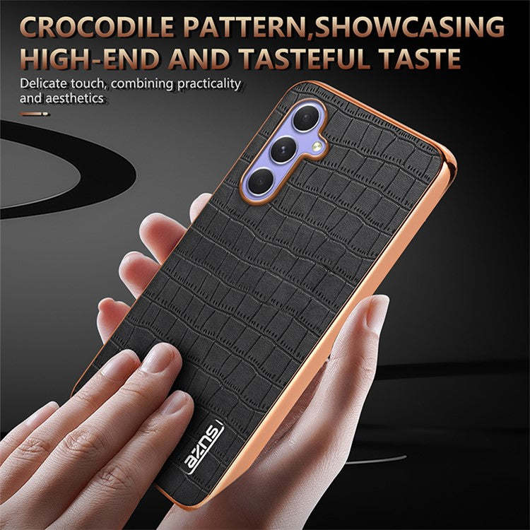 AZNS For Samsung Galaxy A54 5G Slim Case Electroplating Crocodile Texture PU+TPU Phone Shell - Green