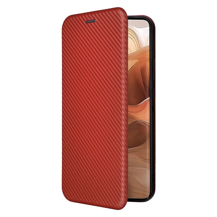 For Motorola Edge 50 Ultra 5G / Moto X50 Ultra 5G Mobile Phone Case Card Slots Carbon Fiber Texture Leather Phone Stand Cover - Brown