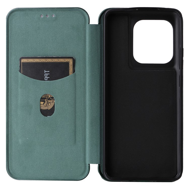For Motorola Edge 50 Ultra 5G / Moto X50 Ultra 5G Mobile Phone Case Card Slots Carbon Fiber Texture Leather Phone Stand Cover - Green