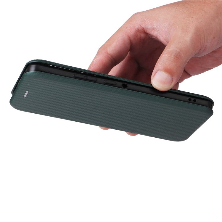 For Motorola Edge 50 Ultra 5G / Moto X50 Ultra 5G Mobile Phone Case Card Slots Carbon Fiber Texture Leather Phone Stand Cover - Green