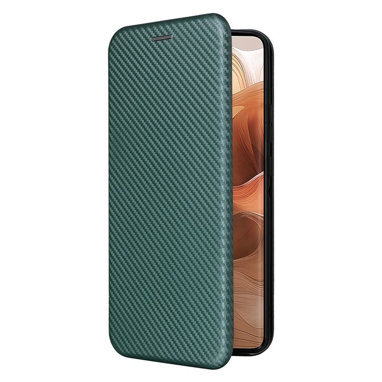 For Motorola Edge 50 Ultra 5G / Moto X50 Ultra 5G Mobile Phone Case Card Slots Carbon Fiber Texture Leather Phone Stand Cover - Green