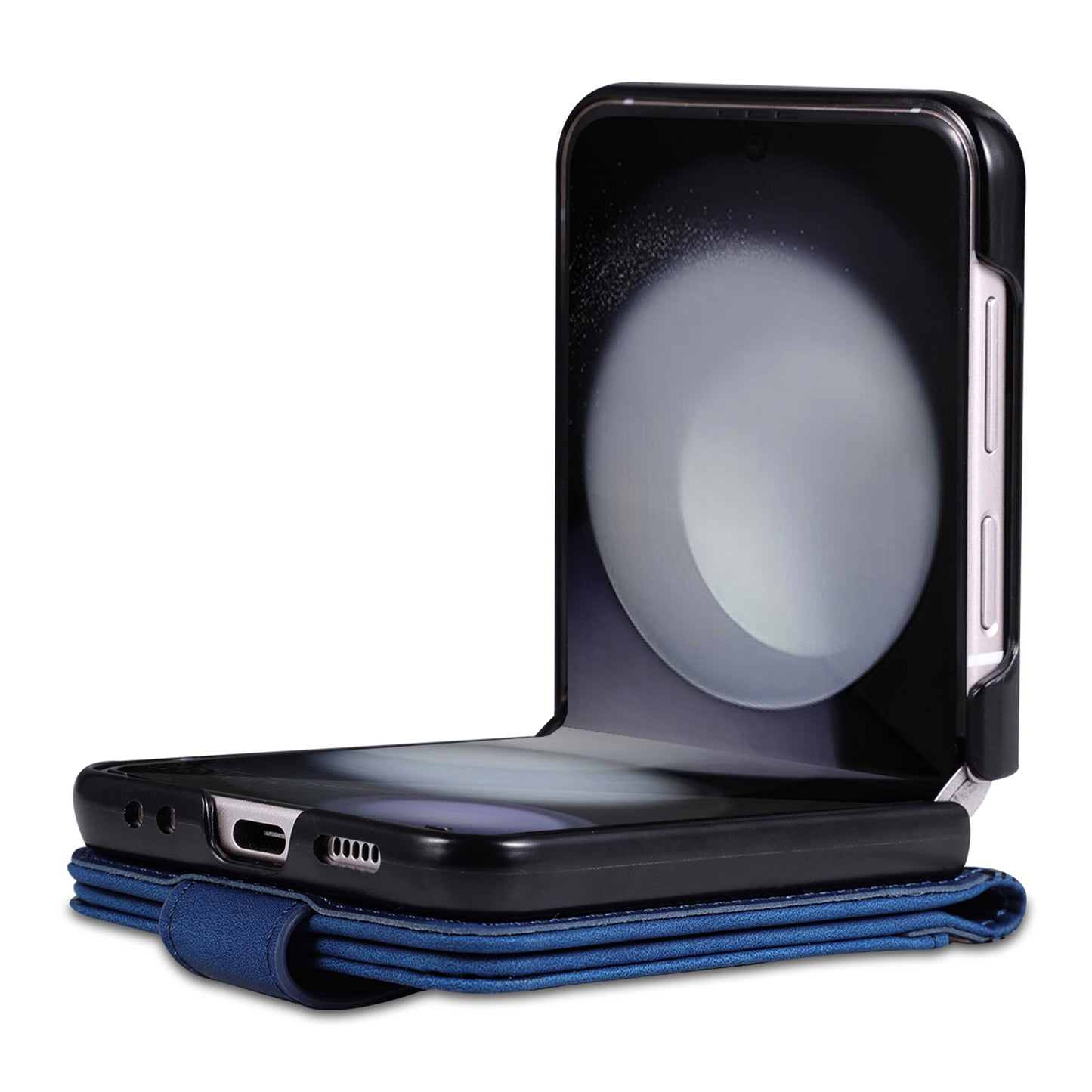 AZNS For Samsung Galaxy Z Flip6 5G Case Ultra Thin Leather Phone Cover with Card Holder - Blue
