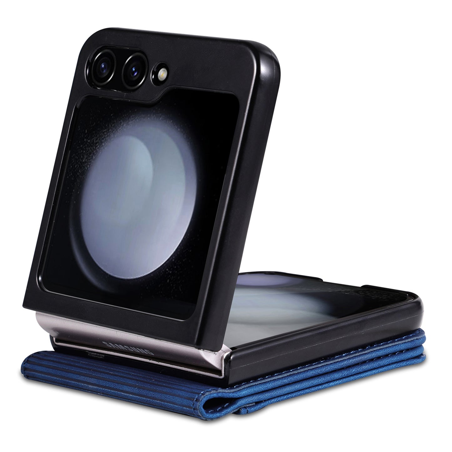 AZNS For Samsung Galaxy Z Flip6 5G Case Ultra Thin Leather Phone Cover with Card Holder - Blue