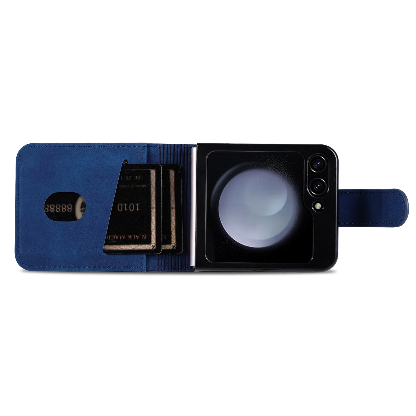 AZNS For Samsung Galaxy Z Flip6 5G Case Ultra Thin Leather Phone Cover with Card Holder - Blue