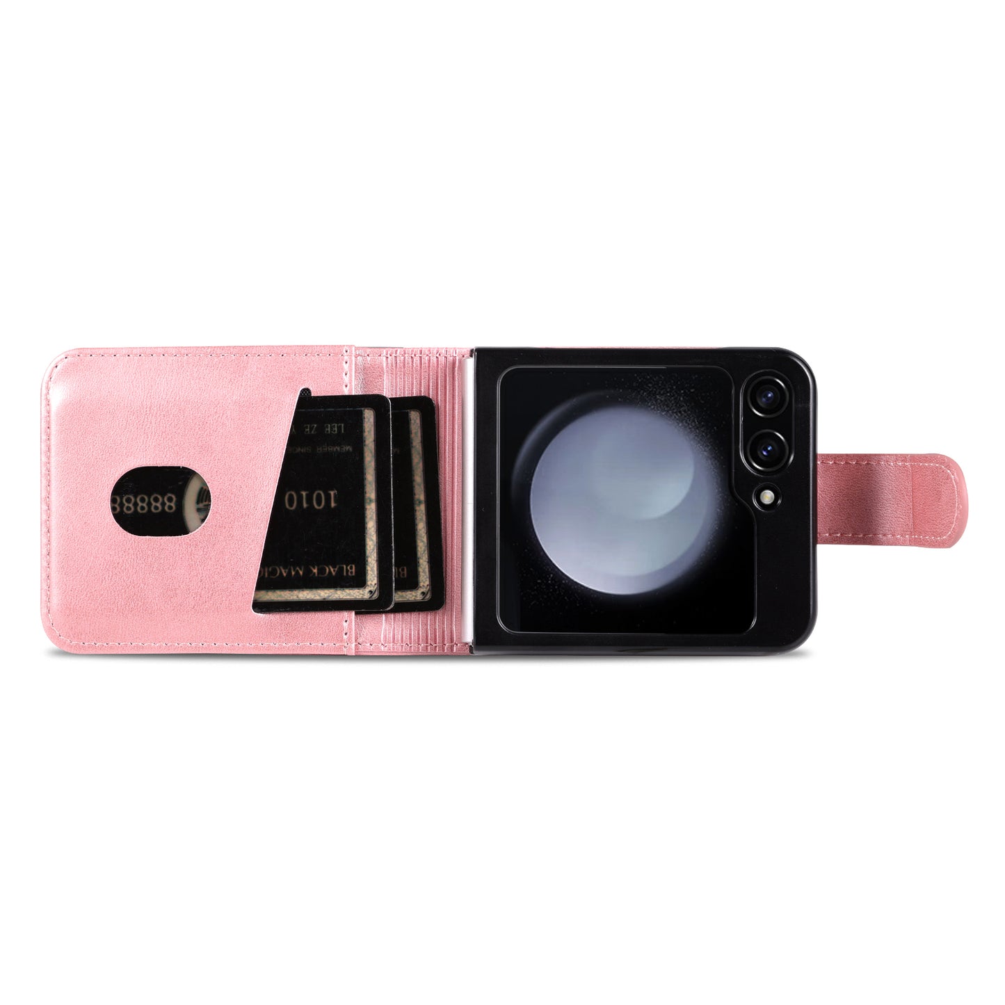 AZNS For Samsung Galaxy Z Flip6 5G Case Ultra Thin Leather Phone Cover with Card Holder - Rose Gold