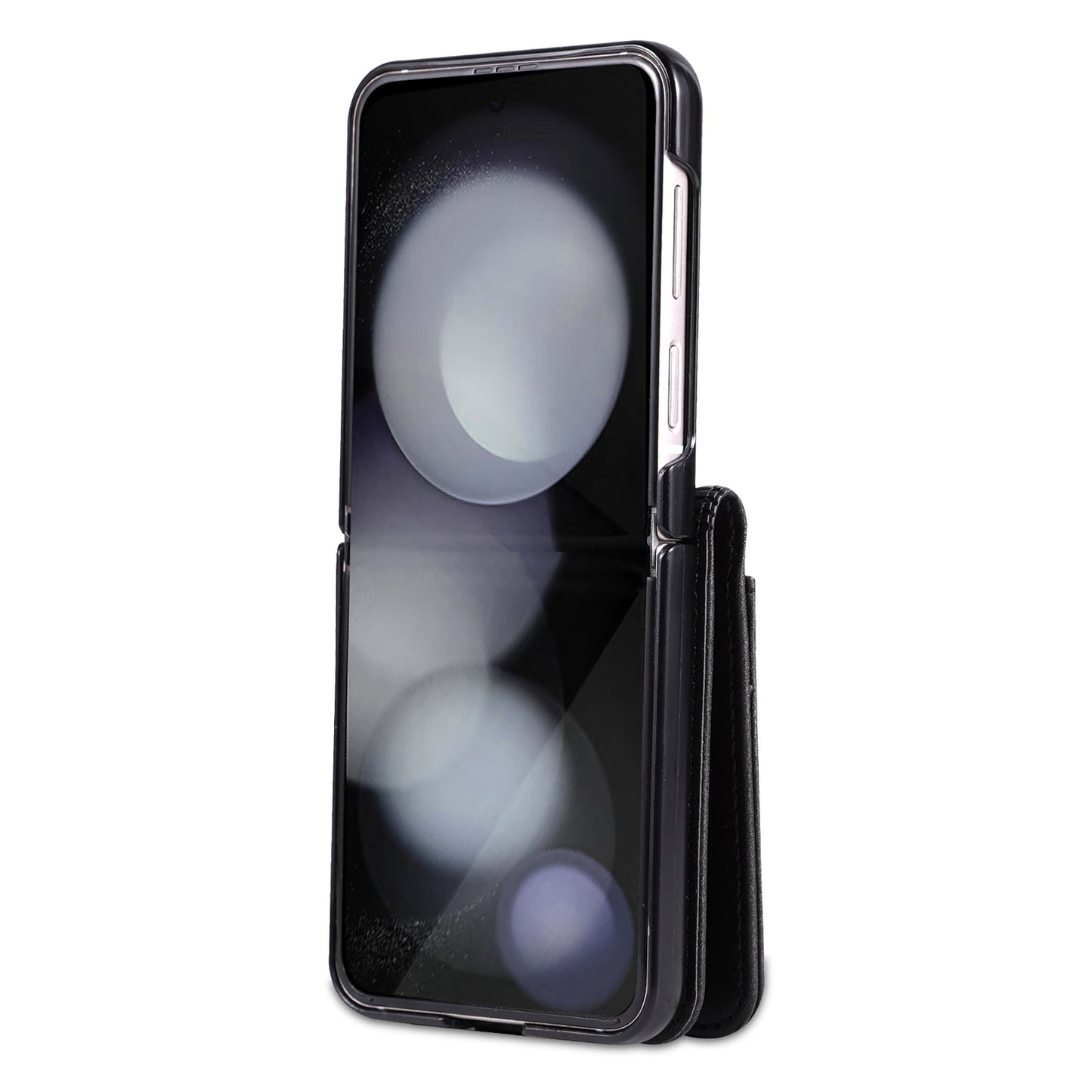 AZNS For Samsung Galaxy Z Flip6 5G Case Ultra Thin Leather Phone Cover with Card Holder - Black