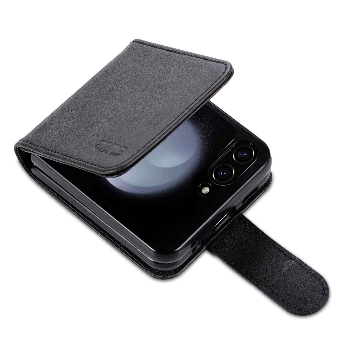 AZNS For Samsung Galaxy Z Flip6 5G Case Ultra Thin Leather Phone Cover with Card Holder - Black