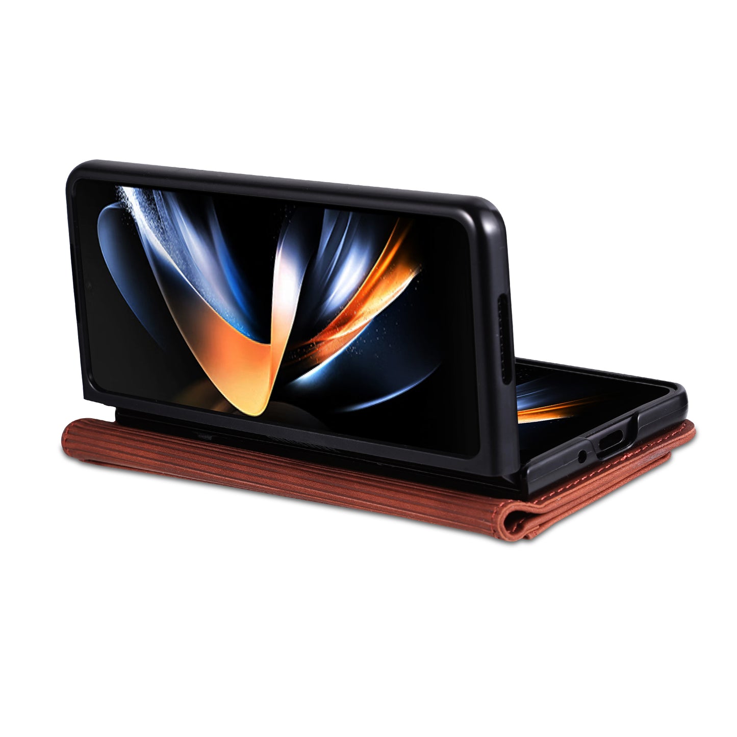 AZNS For Samsung Galaxy Z Fold6 5G Case PC Interior PU Leather Phone Cover Wallet - Brown