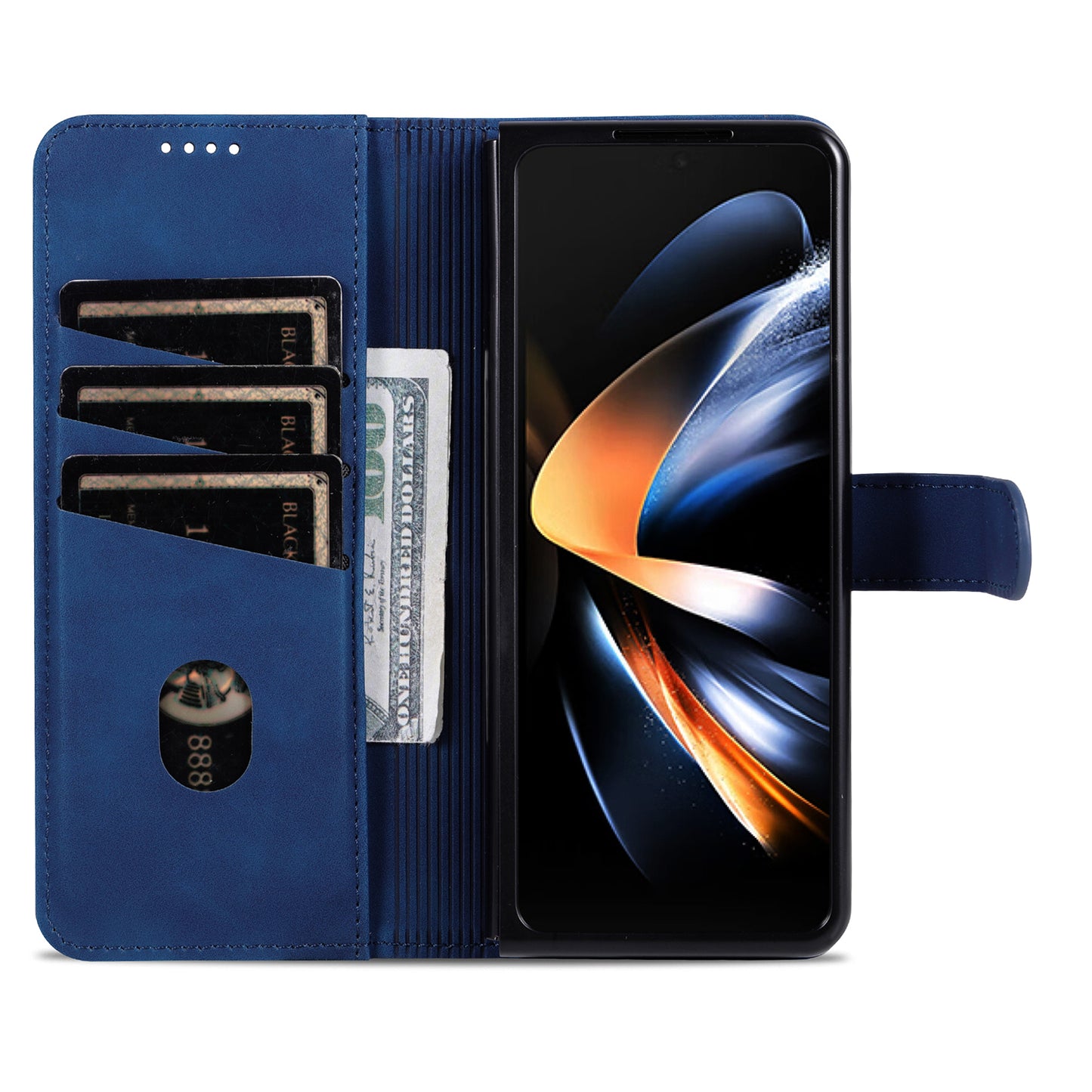 AZNS For Samsung Galaxy Z Fold6 5G Case PC Interior PU Leather Phone Cover Wallet - Blue