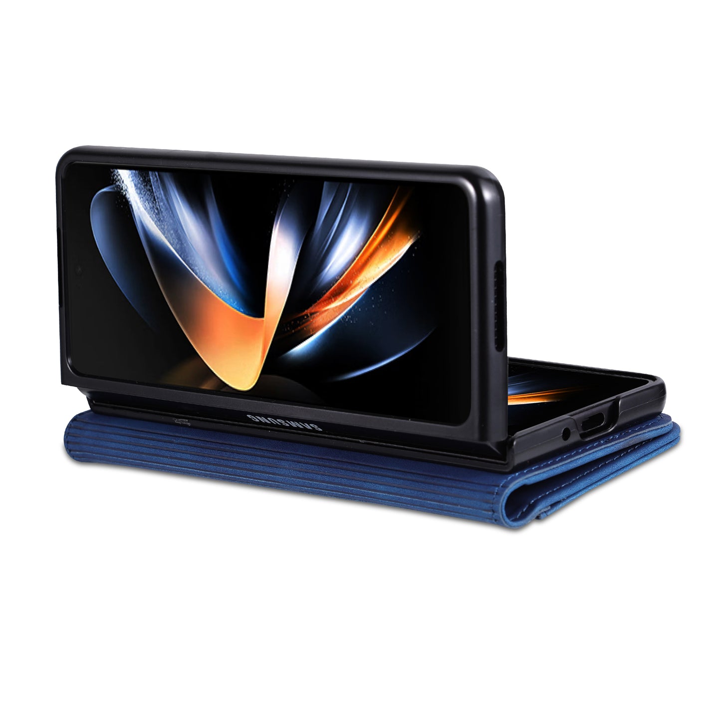 AZNS For Samsung Galaxy Z Fold6 5G Case PC Interior PU Leather Phone Cover Wallet - Blue