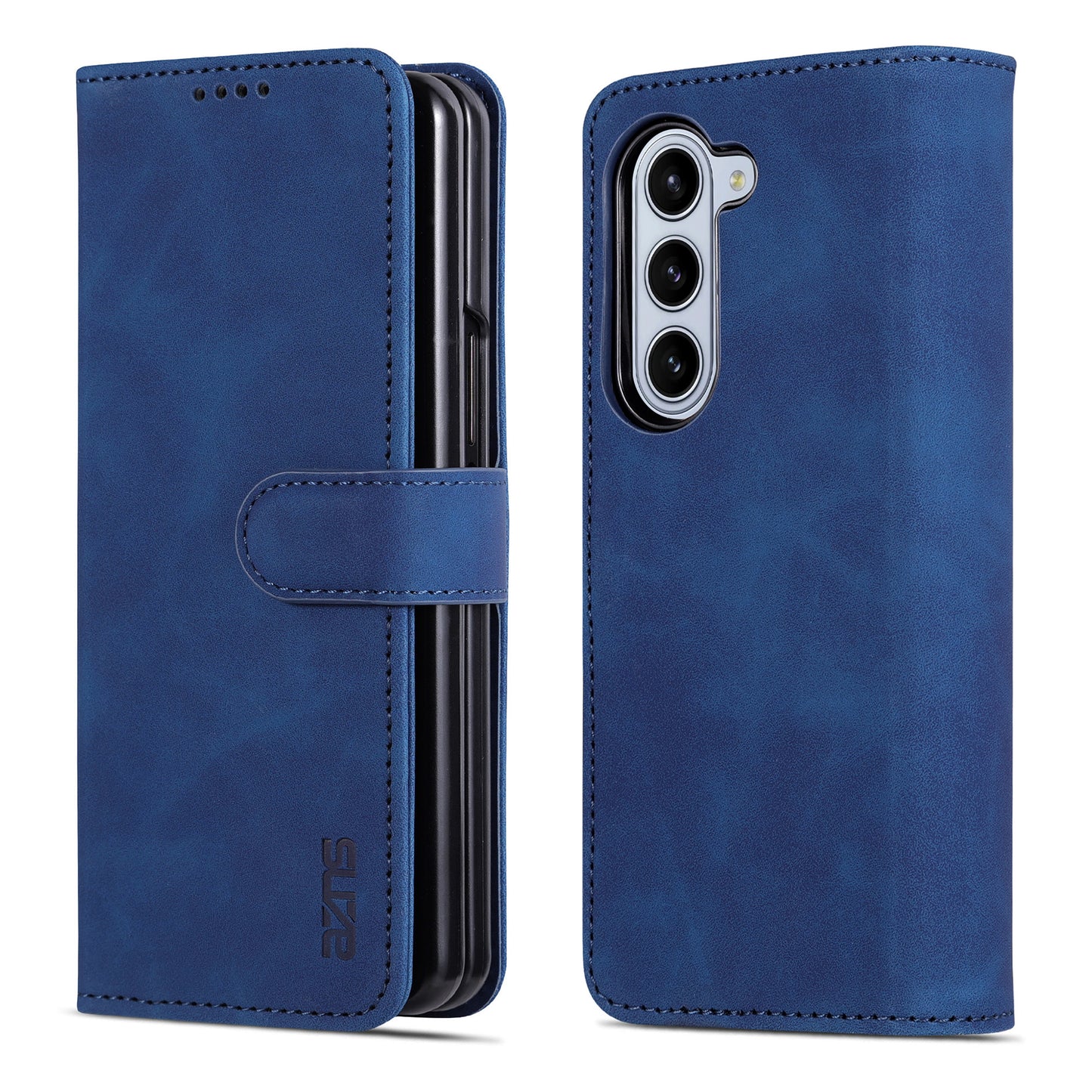 AZNS For Samsung Galaxy Z Fold6 5G Case PC Interior PU Leather Phone Cover Wallet - Blue